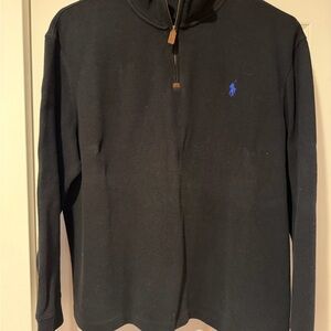 Polo Ralph Lauren 1/4 zip black Pullover sweaterwith Blue Logo